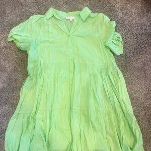 HYFVE Lime Green Tiered Puff Sleeve Dress Size S